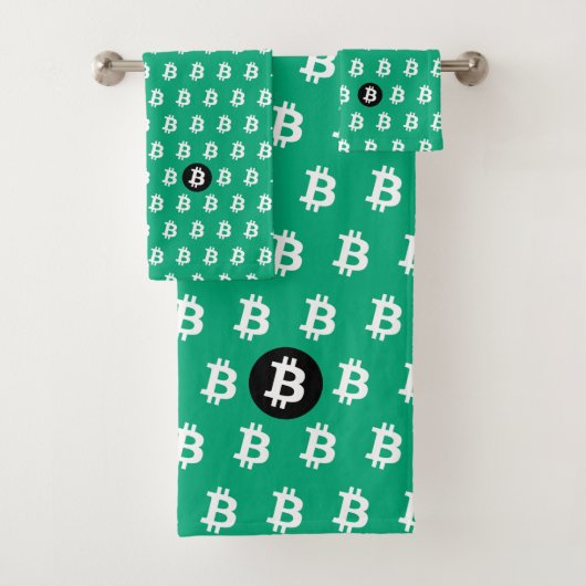 Bitcoin Groen-Blauw Bad Handdoek (Insitu)