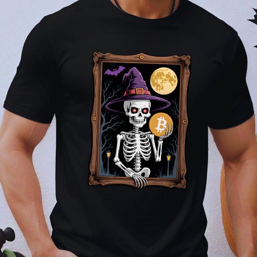 Bitcoin Halloween Skeleton Spooky Crypto T-shirt