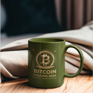 BITCOIN HALVEREN 2024 Crypto digitale valuta Tweekleurige Koffiemok
