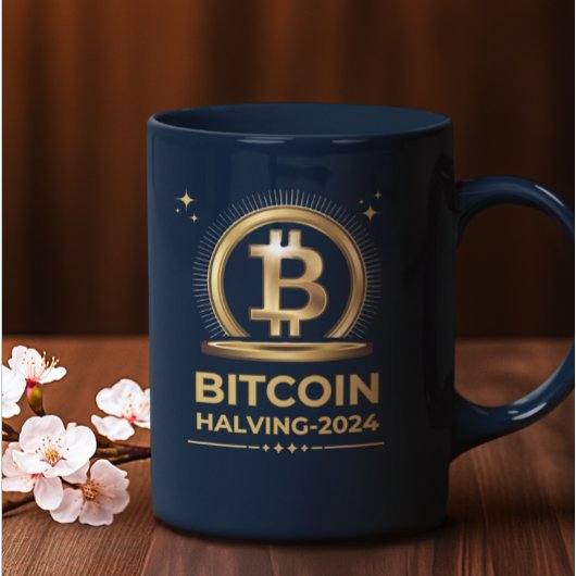 BITCOIN HALVEREN 2024 Crypto digitale valuta Tweekleurige Koffiemok