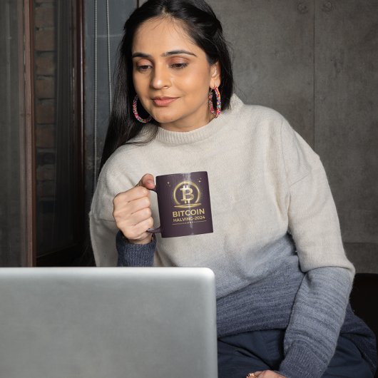 BITCOIN HALVEREN 2024 Crypto digitale valuta Tweekleurige Koffiemok