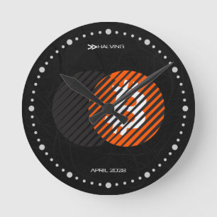 Bitcoin Halving 2028 (Stijl: 2 / Klassiek Oranje) Ronde Klok