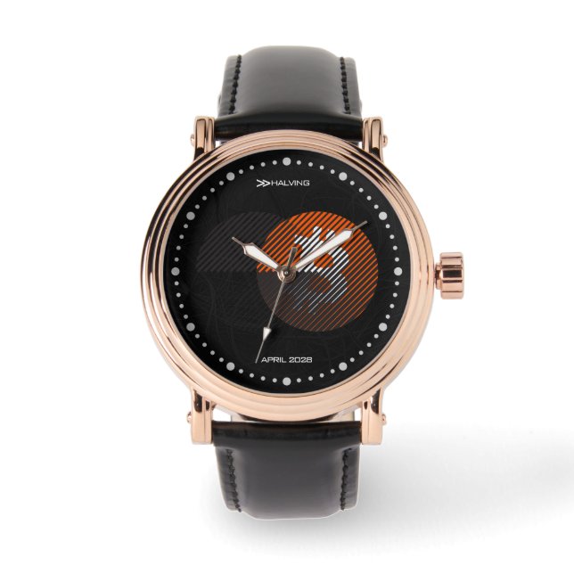 Bitcoin Halving 2028 (Style: 3 / Classic Orange) Horloge (Voorkant)