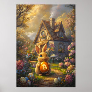 Bitcoin Happy Easter Bunny Konijn Wall Art Poster