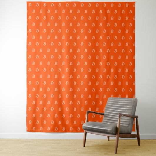 Bitcoin Helder Oranje Wandkleed (In situ)