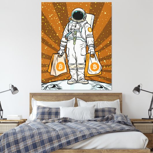 BITCOIN-HODL-Crypto Astronaut Canvas Afdruk (Insitu (Slaapkamer))