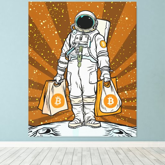 BITCOIN-HODL-Crypto Astronaut Canvas Afdruk (Insitu (Houten vloer))