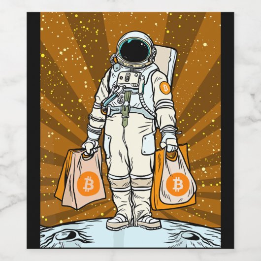 BITCOIN-HODL-Crypto Astronaut Wijn Etiket (Enkel label)