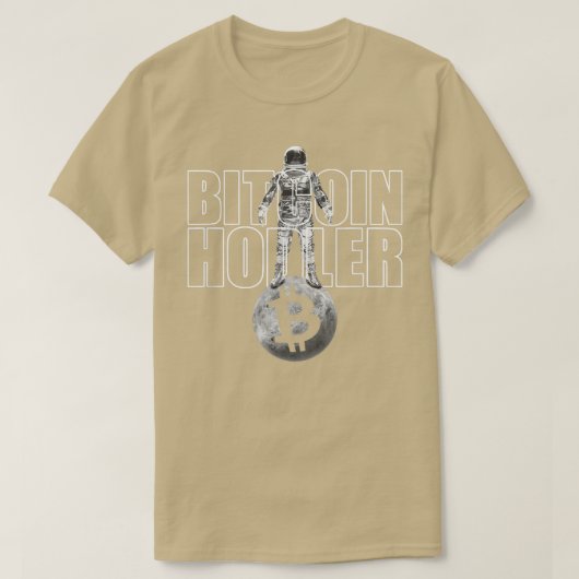 Bitcoin Hodler als crypto Astronaut in crypto Univ T-shirt (Design voorkant)
