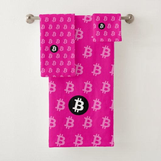 Bitcoin Hot Pink (Style 2) Bad Handdoek (Insitu)