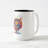 Bitcoin illustratie tweekleurige koffiemok (Voorkant rechts)