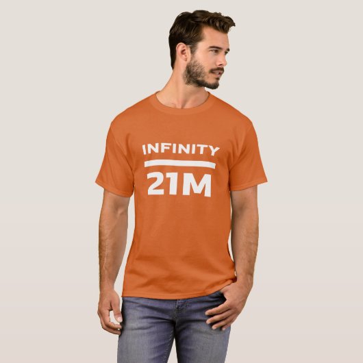 Bitcoin Infinity gedeeld door 21 miljoen T-shirt (Voorkant volledig)