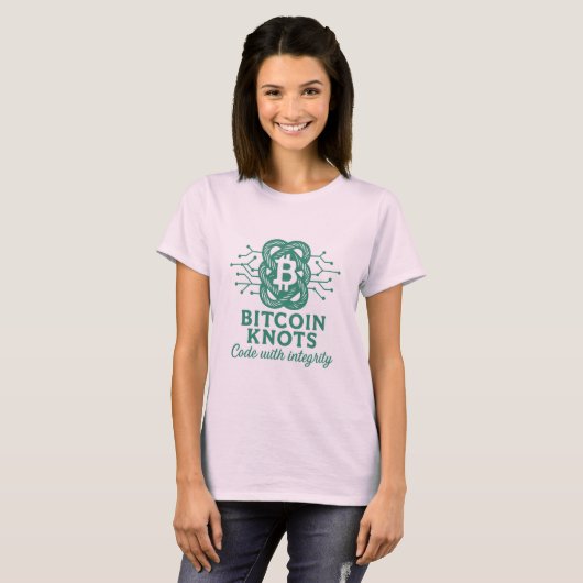 Bitcoin Knots T-Shirt – "Code met integriteit" Kno (Voorkant volledig)