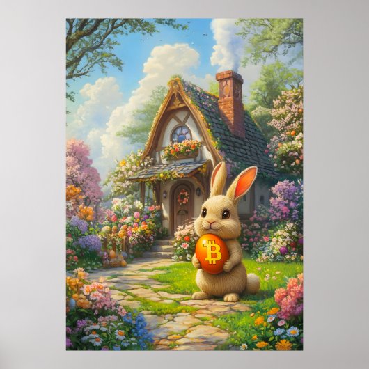Bitcoin Konijn Hole Pasen Bunny Wall Art Poster (Voorkant)