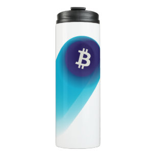 Bitcoin Kunst (Komeet - Stijl 1, Wit) Thermosbeker