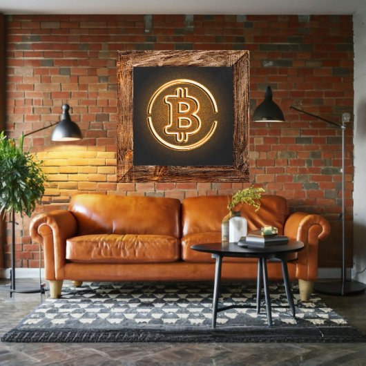 BITCOIN ledlike LOGO kantoor decor crypto kunst Foto Afdruk