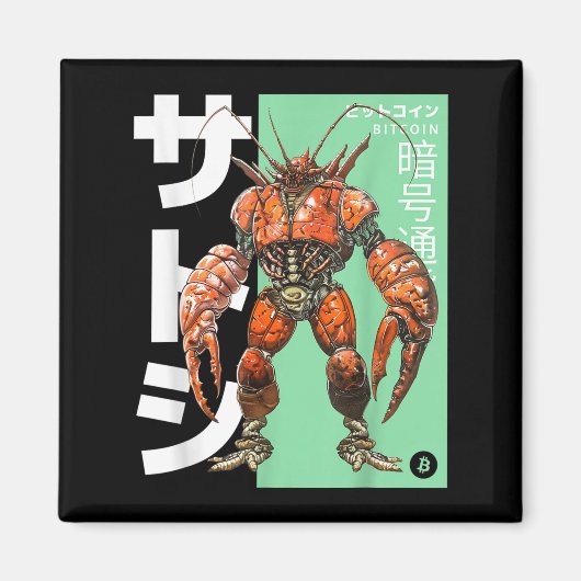 Bitcoin Lobster (BTC Crypto Statement & Map; Anime Magneet (Voorkant)