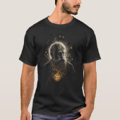Bitcoin logo and old wise man design black T-Shirt (Voorkant)
