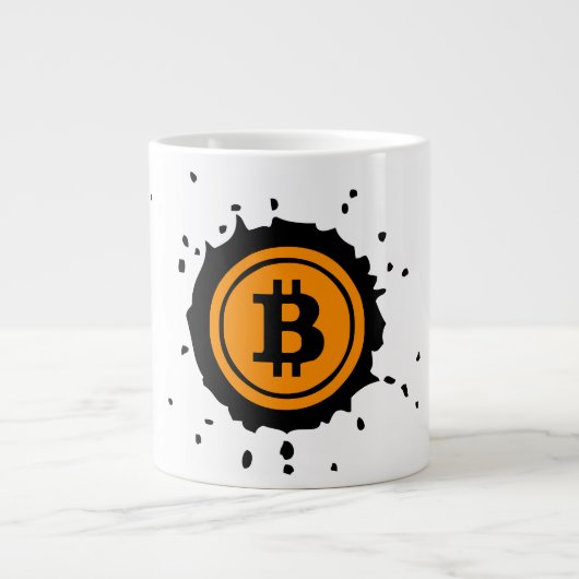 Bitcoin Logo Crypto-valuta Grote Koffiekop (Voorkant)