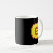 Bitcoin Logo Embleem Crypto Blockchain 8bit Pixel  Koffiemok (Voorkant rechts)