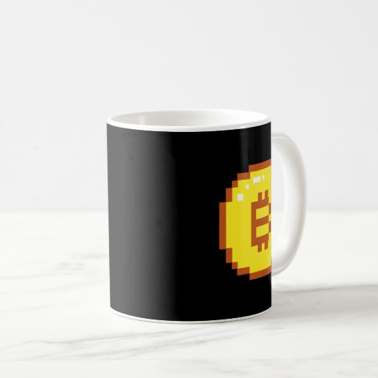 Bitcoin Logo Embleem Crypto Blockchain 8bit Pixel  Koffiemok (Voorkant rechts)