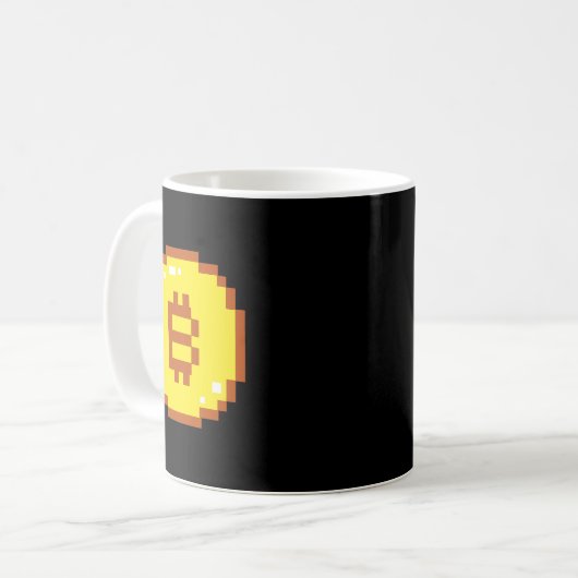 Bitcoin Logo Embleem Crypto Blockchain 8bit Pixel  Koffiemok (Voorkant links)