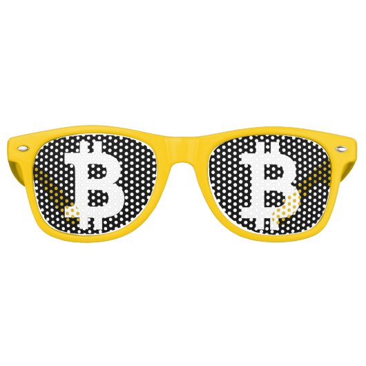 Bitcoin logo-feest schaduwt crypto-zonnebril voor  retro zonnebril (Voorkant)