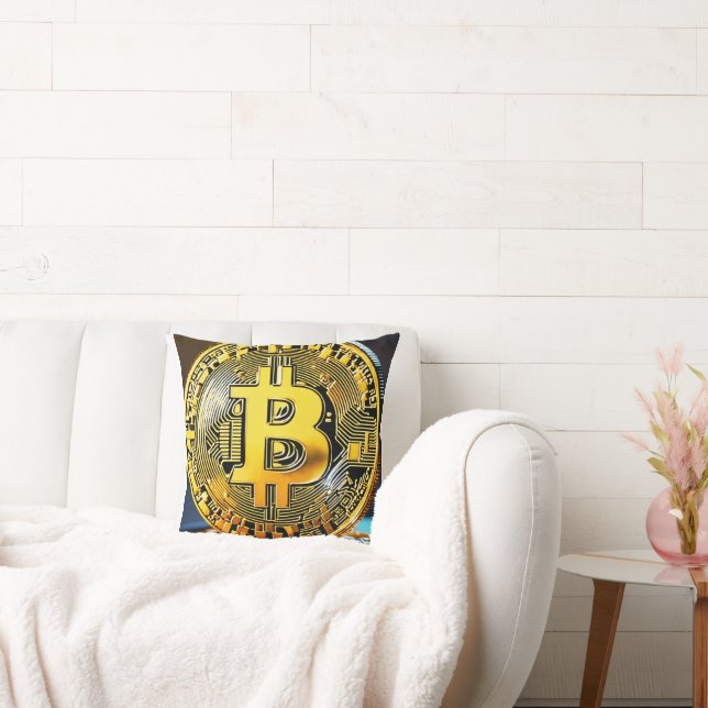 "Bitcoin Logo Geborduurd Sierkussen - Cryptocu (Bank)