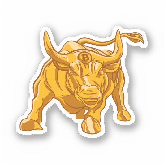 Bitcoin Logo Gold Bull Sticker (Voorkant)