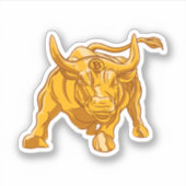 Bitcoin Logo Gouden Stier Sticker (Voorkant)
