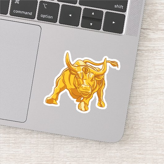 Bitcoin Logo Gouden Stier Sticker (Detail)