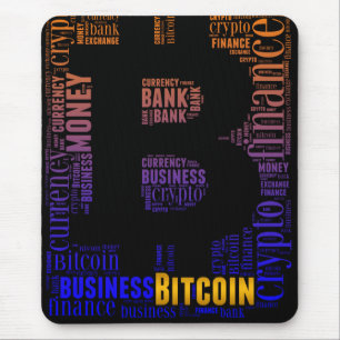 Bitcoin logo grafische wordart muismat