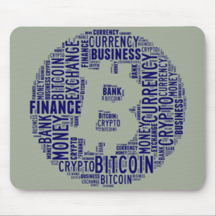 Bitcoin logo grafische wordart muismat