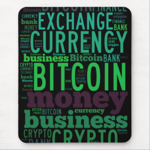 Bitcoin logo grafische wordart muismat