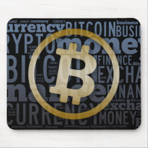 Bitcoin logo grafische wordart muismat