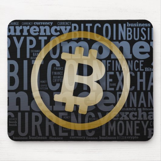 Bitcoin logo grafische wordart muismat (Voorkant)