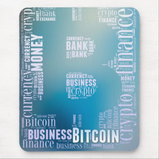 Bitcoin logo grafische wordart muismat
