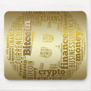 Bitcoin logo grafische wordart muismat