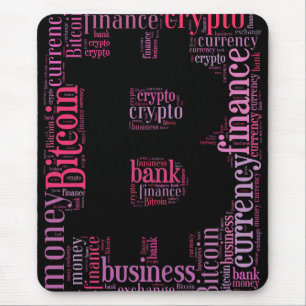 Bitcoin logo grafische wordart muismat