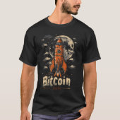 Bitcoin Logo with Rocket to moon and hodl slogan T-shirt (Voorkant)