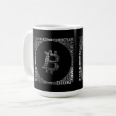 Bitcoin logo wordart graphics koffiemok (Voorkant links)