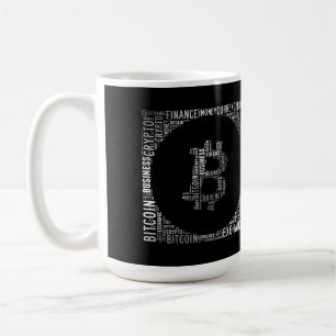 Bitcoin logo wordart graphics koffiemok