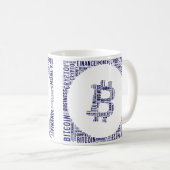 Bitcoin logo wordart graphics koffiemok (Voorkant rechts)