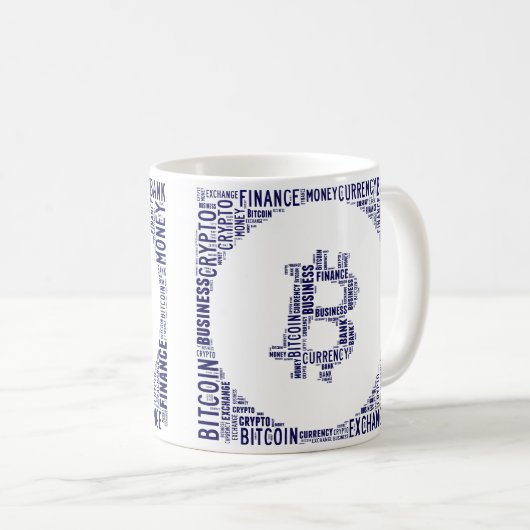 Bitcoin logo wordart graphics koffiemok (Voorkant rechts)