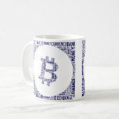Bitcoin logo wordart graphics koffiemok (Voorkant links)