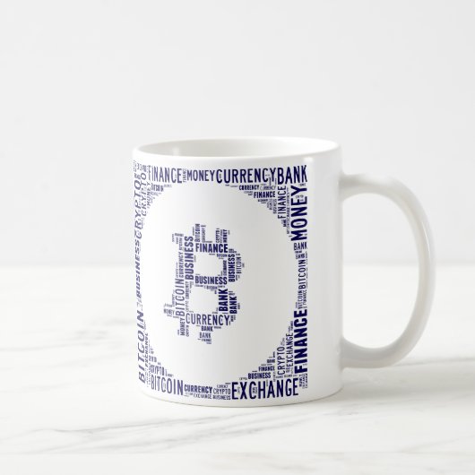 Bitcoin logo wordart graphics koffiemok (Rechts)
