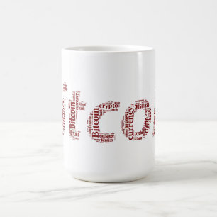 Bitcoin logo wordart graphics koffiemok