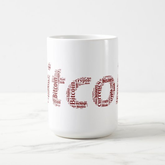 Bitcoin logo wordart graphics koffiemok (Center)