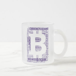 Bitcoin logo wordart graphics matglas koffiemok