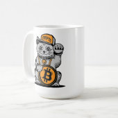 Bitcoin Lucky Cat - Crypto BTC Koffiemok (Voorkant links)